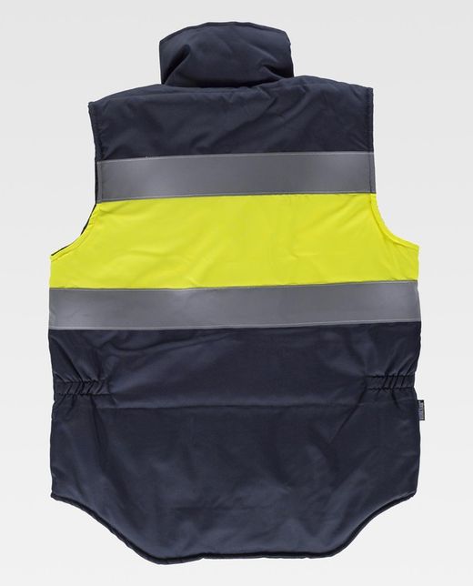 Gepolsterte Weste mit mehreren Taschen, zwei reflektierenden Bändern und gut sichtbarem Stoff Navy Yellow AV