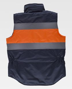 Gepolsterte Weste mit mehreren Taschen, zwei reflektierenden Bändern und gut sichtbarem Stoff Navy Orange AV