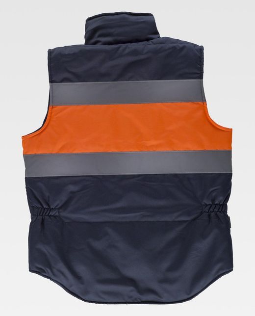 Gepolsterte Weste mit mehreren Taschen, zwei reflektierenden Bändern und gut sichtbarem Stoff Navy Orange AV