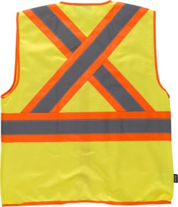 Warnweste, Mehrfachtaschen, vertikale und horizontale zweifarbige reflektierende Bänder Gelb AV Orange AV