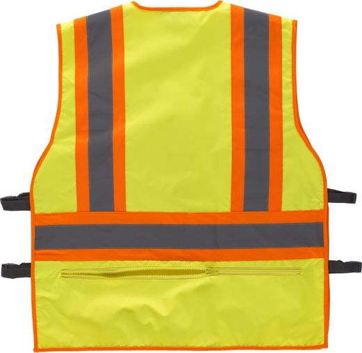 Warnweste, Mehrfachtaschen, vertikale und horizontale zweifarbige reflektierende Bänder Gelb AV Orange AV