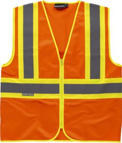 Chaleco alta visibilidad, multibolsillos, cintas reflectantes bicolores verticales y horizontales Naranja AV Amarillo AV