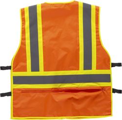 Warnweste, zweifarbige reflektierende Bänder mit mehreren Taschen, vertikaler und horizontaler Farbe Orange AV Gelb AV