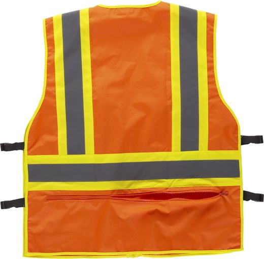Warnweste, zweifarbige reflektierende Bänder mit mehreren Taschen, vertikaler und horizontaler Farbe Orange AV Gelb AV