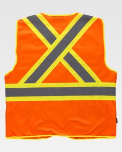Warnweste, zweifarbige reflektierende Bänder mit mehreren Taschen, vertikaler und horizontaler Farbe Orange AV Gelb AV