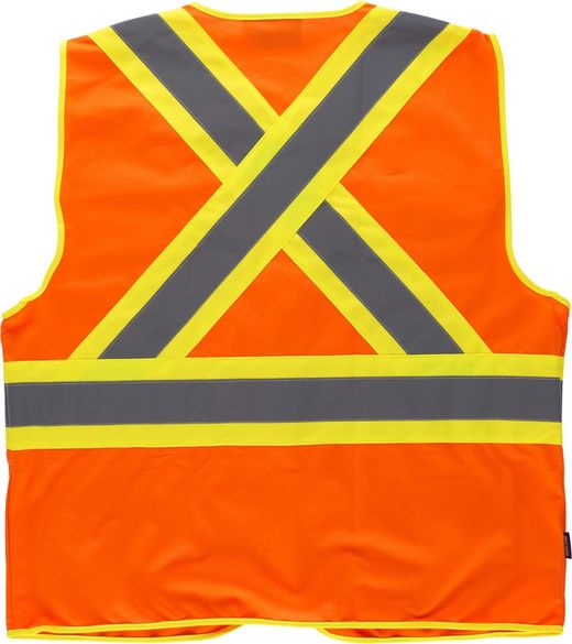 Warnweste, zweifarbige reflektierende Bänder mit mehreren Taschen, vertikaler und horizontaler Farbe Orange AV Gelb AV