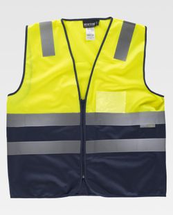 Zweifarbige Weste mit Reißverschluss und gut sichtbaren Bändern EN ISO 20471: 2013 Yellow AV Marino