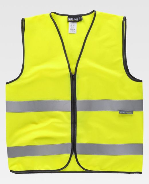 Weste mit Reißverschluss und gut sichtbaren Bändern EN471 Yellow AV