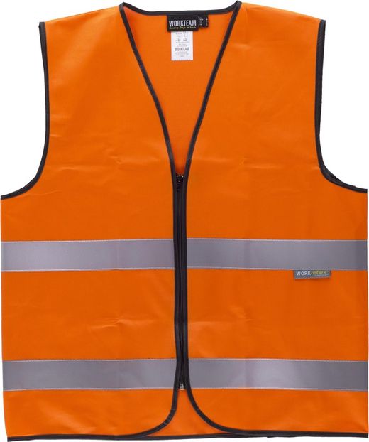 Gilet con chiusura a zip e nastri ad alta visibilità EN471 Orange AV