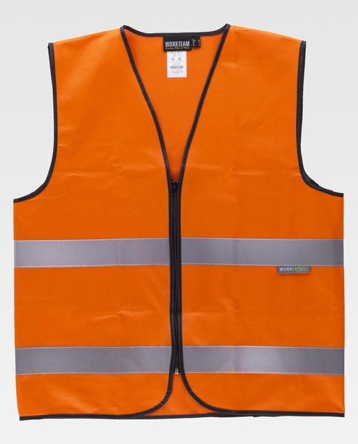 Weste mit Reißverschluss und gut sichtbaren Bändern EN471 Orange AV