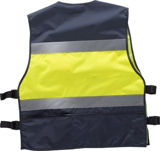Warnweste kombiniert mit Seitenverstellungen, mehreren Taschen und reflektierenden Bändern Navy Yellow AV