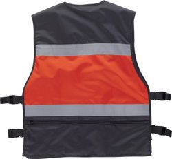 Warnweste kombiniert mit Seitenverstellungen, mehreren Taschen, reflektierenden Bändern Schwarz Rot