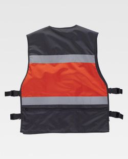 Warnweste kombiniert mit Seitenverstellungen, mehreren Taschen, reflektierenden Bändern Schwarz Rot
