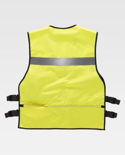 Warnweste mit seitlichen Einstellungen, mehreren Taschen, zwei reflektierenden Bändern Yellow AV