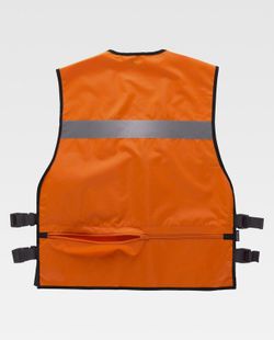 Warnweste mit seitlichen Einstellungen, mehreren Taschen, zwei reflektierenden Bändern Orange AV