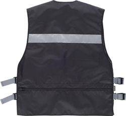 Warnweste mit seitlichen Einstellungen, mehreren Taschen, zwei reflektierenden Bändern Schwarz