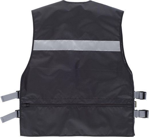 Warnweste mit seitlichen Einstellungen, mehreren Taschen, zwei reflektierenden Bändern Schwarz