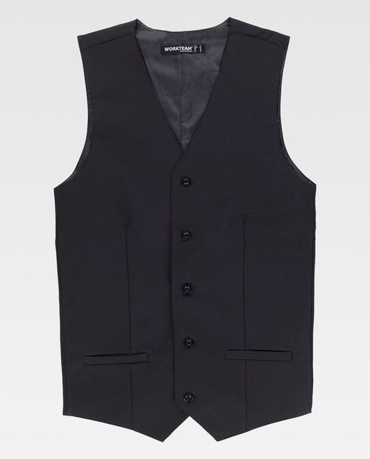 Gilet da uomo con due tasche, chiusura con bottoni Nero