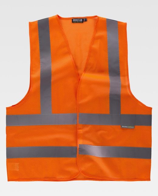 Chaleco de rejilla Cierre de velcro Naranja