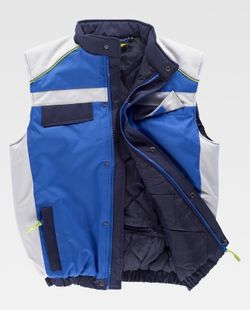 Gepolsterte Weste der Linie 5 mit 3-Farben-Kombi-Reißverschluss und reflektierenden Paspeln Blue Light Navy Grey