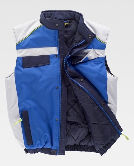 Gepolsterte Weste der Linie 5 mit 3-Farben-Kombi-Reißverschluss und reflektierenden Paspeln Blue Light Navy Grey