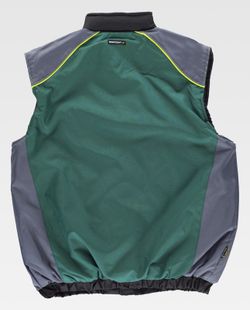 Gilet rembourré ligne 5 avec fermeture à glissière combinée 3 couleurs, passepoil réfléchissant Vert Gris foncé Noir