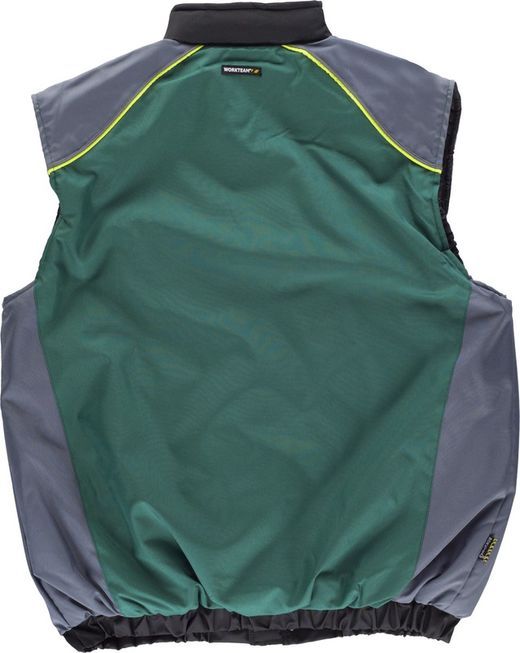 Padded line 5 vest with 3-color combi zipper closure, reflective piping Green Dark Gray Black