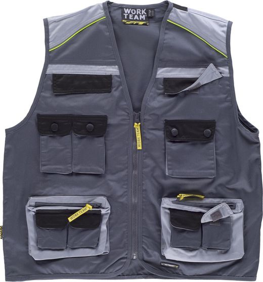 Vest line 5 type safari combined in 3 colors, reflective vivid Dark Gray Light Gray Black