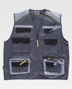 Chaleco linea 5 tipo safari Gris Oscuro / Gris Claro / Negro