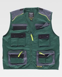 Chaleco linea 5 tipo safari Verde Gris Oscuro / Negro