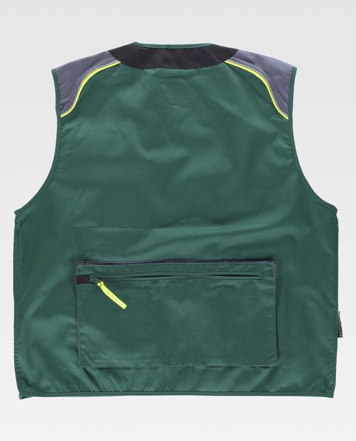 Chaleco linea 5 tipo safari Verde Gris Oscuro / Negro