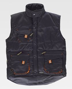 Gepolsterte Multi-Pocket-Weste der Linie 6 mit kombinierten Details Black Orange AV