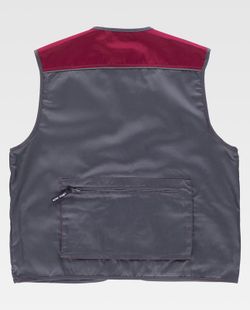 Vest Line 8 Typ Safari kombiniert, reflektierende Paspelierung mit mehreren Taschen, Maroon Grey