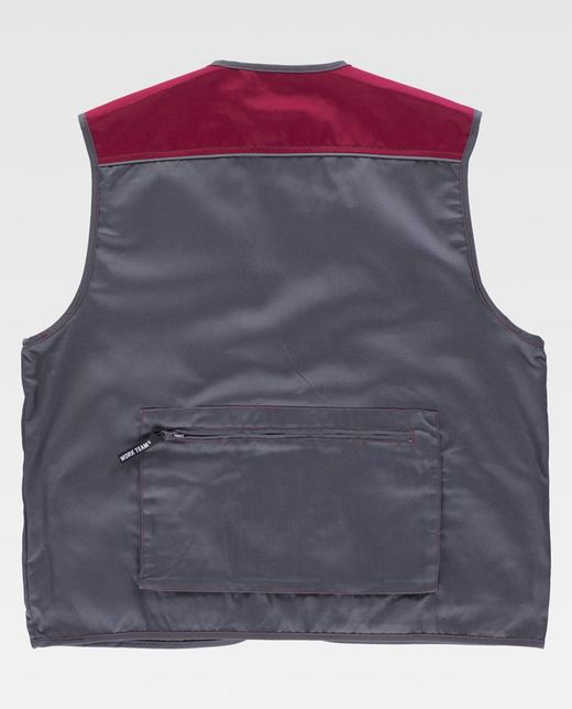 Vest Line 8 Typ Safari kombiniert, reflektierende Paspelierung mit mehreren Taschen, Maroon Grey