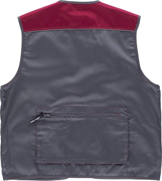 Vest Line 8 Typ Safari kombiniert, reflektierende Paspelierung mit mehreren Taschen, Maroon Grey