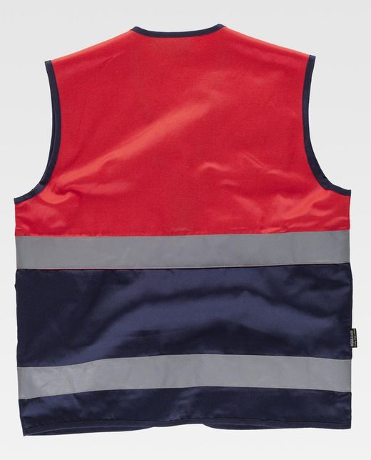 Multi-Pocket-Weste kombiniert mit AV-Rot, zwei reflektierende Bänder EN ISO 20471: 2013 Navy Red AV