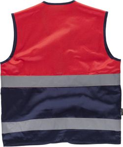Multi-Pocket-Weste kombiniert mit AV-Rot, zwei reflektierende Bänder EN ISO 20471: 2013 Navy Red AV