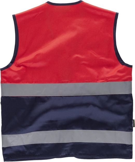 Multi-Pocket-Weste kombiniert mit AV-Rot, zwei reflektierende Bänder EN ISO 20471: 2013 Navy Red AV