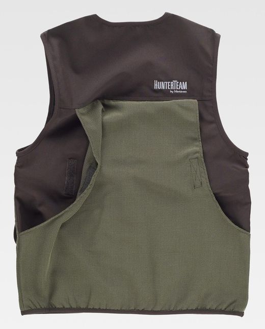 Weste mit mehreren Taschen, kombiniertes Jagdgrün / Braun