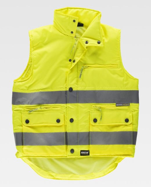 Warnschutz-Weste mit mehreren Taschen und reflektierenden Bändern AV Yellow