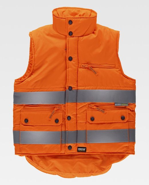 Warnschutz-Weste mit mehreren Taschen und reflektierenden Bändern Orange AV