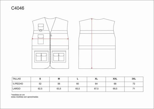 Warnschutz-Weste mit mehreren Taschen und reflektierenden Bändern EN ISO 20471: 2013 Gelb AV Orange AV