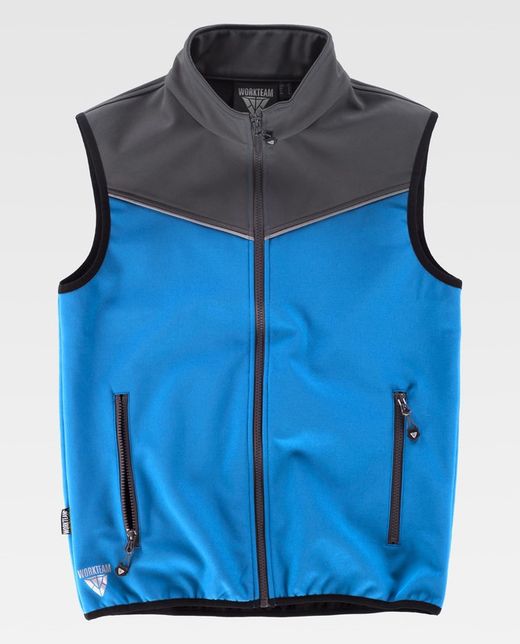 Chaleco Softshell Combinado Celeste Gris