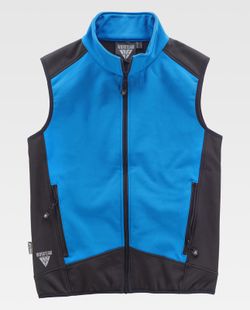 Chaleco Softshell Combinado Celeste Negro