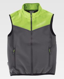 Kombination Softshell Weste Grau Limonengrün