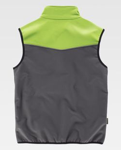 Kombination Softshell Weste Grau Limonengrün