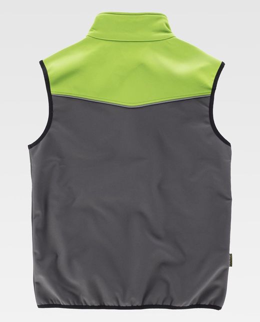 Kombination Softshell Weste Grau Limonengrün