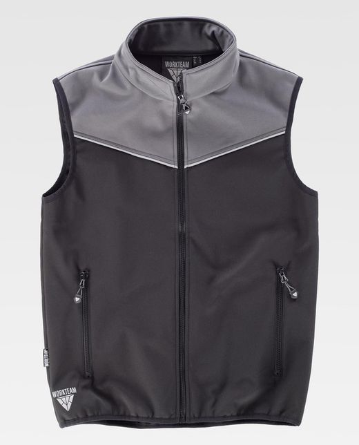 Chaleco Softshell Combinado Negro Gris