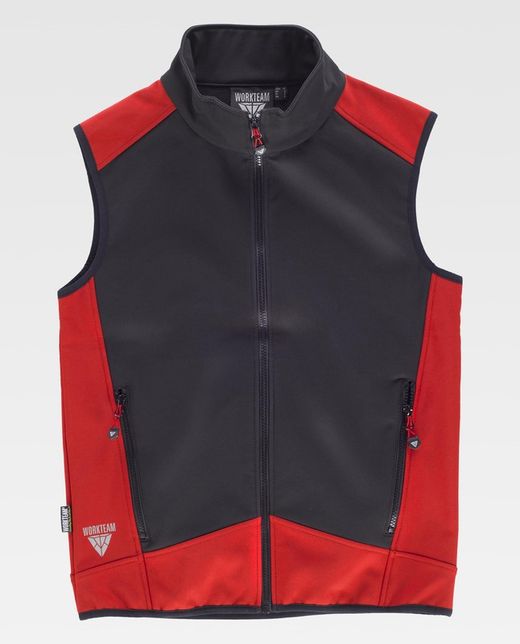 Chaleco Softshell Combinado Negro Rojo