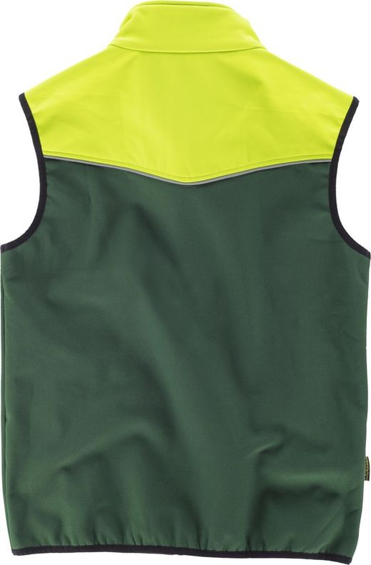 Kombination Softshell Weste Dunkelgrün Gelb AV